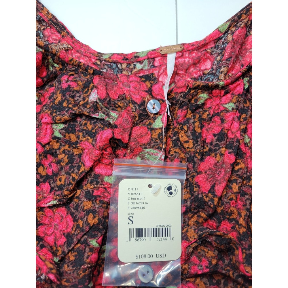 NWT Free People Loretta Floral Print Tunic Size Small Brown Motif Rare Coloring - Picture 6 of 16